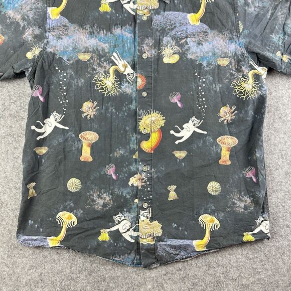 Ripndip Scuba Nerm Shirt Mens L Gray Cat Ocean Beach Surf Skater Street Button* - Picture 3 of 12